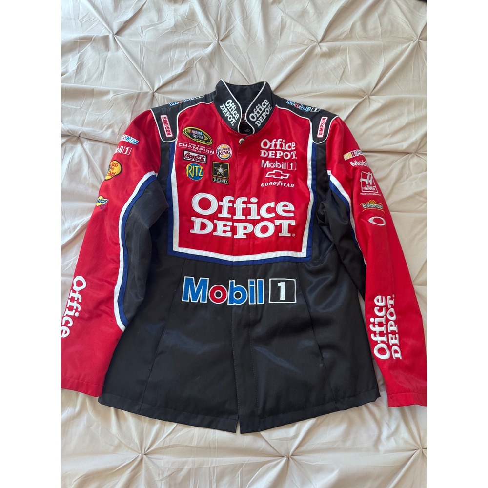 Chase Authentics NASCAR Office Depot Mobil 1 Racing Jacket Red Black Womens LG
